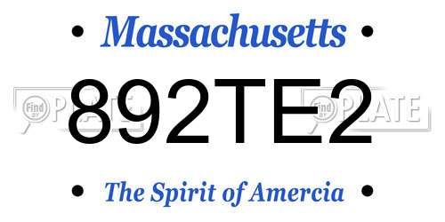 892TE2 Massachusetts License Plate