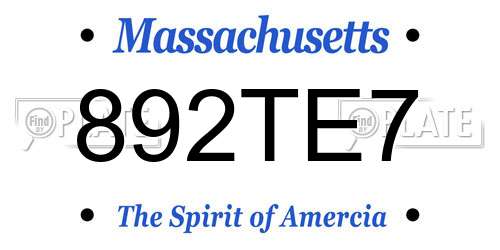 892TE7 Massachusetts License Plate