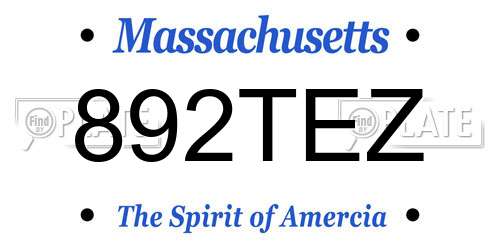 892TEZ Massachusetts License Plate