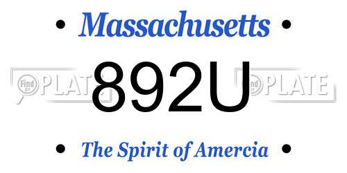 892U Massachusetts License Plate