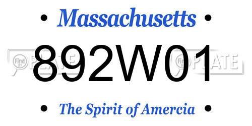 892W01 Massachusetts License Plate
