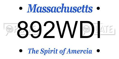 892WDI Massachusetts License Plate