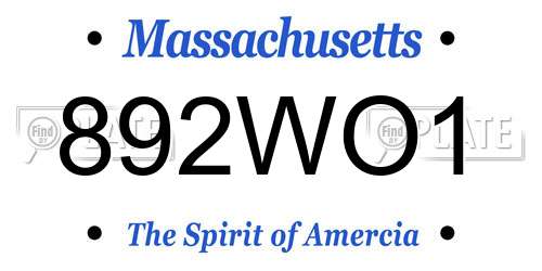 892WO1 Massachusetts License Plate