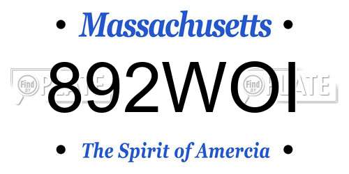 892WOI Massachusetts License Plate