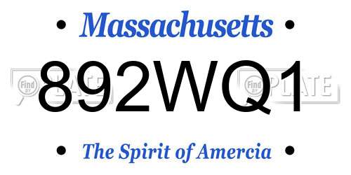 892WQ1 Massachusetts License Plate
