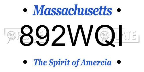 892WQI Massachusetts License Plate