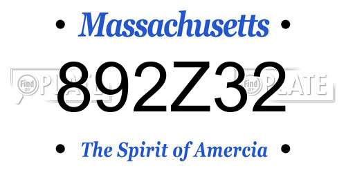 892Z32 Massachusetts License Plate