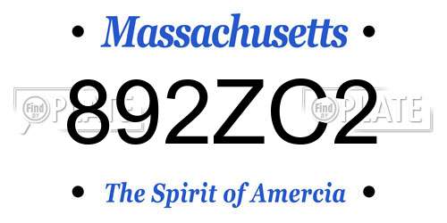 892ZC2 Massachusetts License Plate