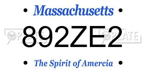 892ZE2 Massachusetts License Plate