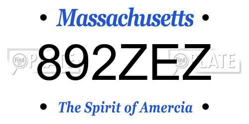 892ZEZ Massachusetts License Plate