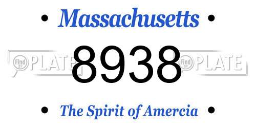 8938 Massachusetts License Plate