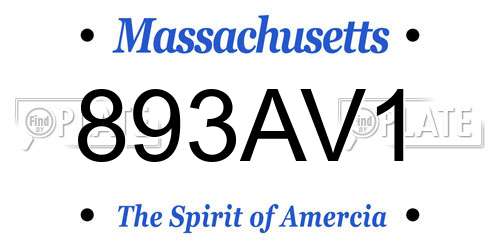 893AV1 Massachusetts License Plate