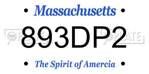 893DP2 Massachusetts License Plate