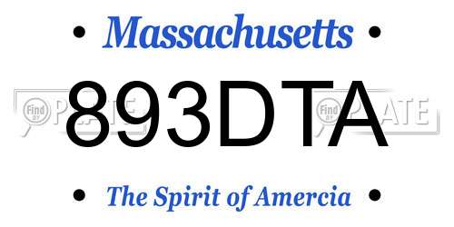 893DTA Massachusetts License Plate