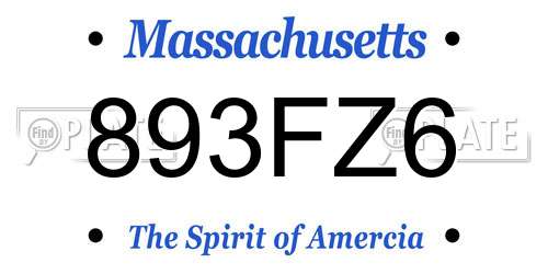 893FZ6 Massachusetts License Plate