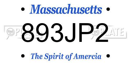 893JP2 Massachusetts License Plate