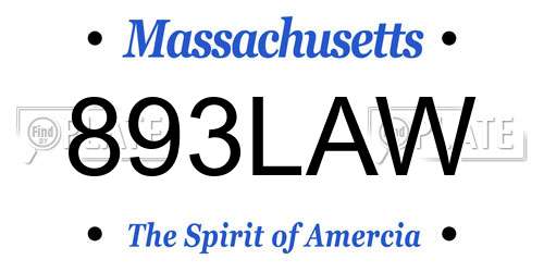 893LAW Massachusetts License Plate