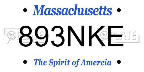 893NKE Massachusetts License Plate