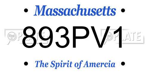 893PV1 Massachusetts License Plate