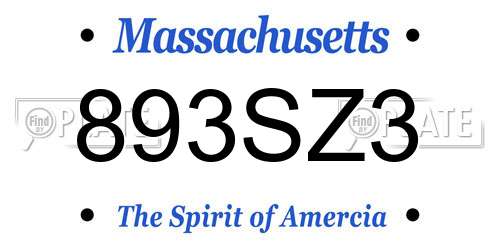893SZ3 Massachusetts License Plate