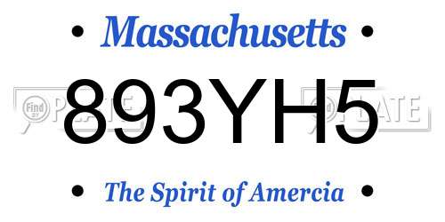 893YH5 Massachusetts License Plate
