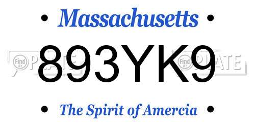 893YK9 Massachusetts License Plate