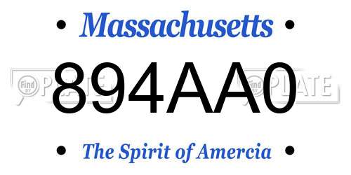 894AA0 Massachusetts License Plate