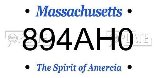 894AH0 Massachusetts License Plate