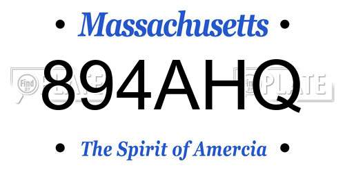 894AHQ Massachusetts License Plate
