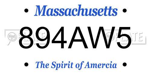 894AW5 Massachusetts License Plate