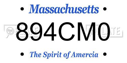 894CM0 Massachusetts License Plate