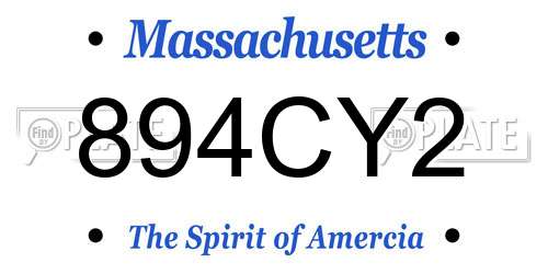 894CY2 Massachusetts License Plate