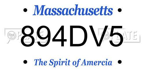 894DV5 Massachusetts License Plate
