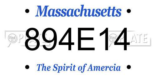 894E14 Massachusetts License Plate