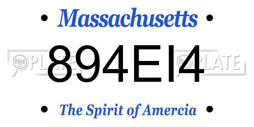 894EI4 Massachusetts License Plate