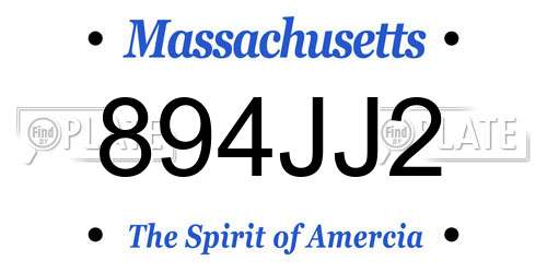 894JJ2 Massachusetts License Plate