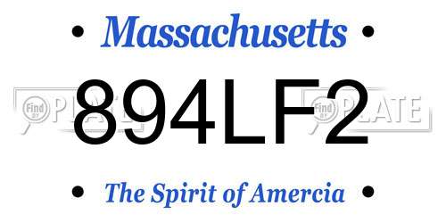 894LF2 Massachusetts License Plate