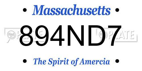894ND7 Massachusetts License Plate
