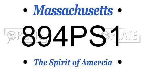 894PS1 Massachusetts License Plate