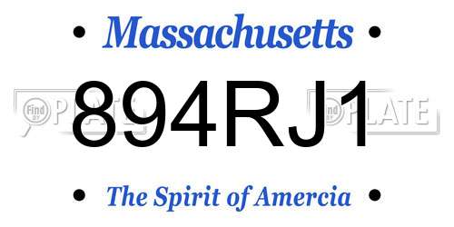 894RJ1 Massachusetts License Plate