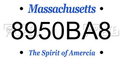 8950BA8 Massachusetts License Plate