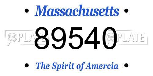 89540 Massachusetts License Plate