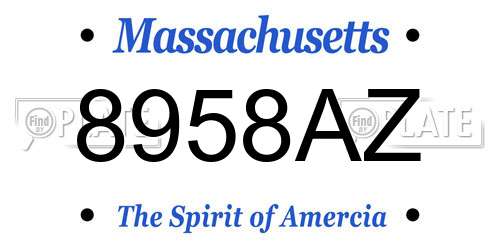 8958AZ Massachusetts License Plate