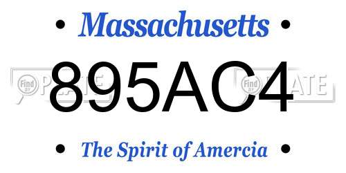 895AC4 Massachusetts License Plate