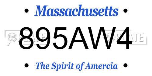 895AW4 Massachusetts License Plate