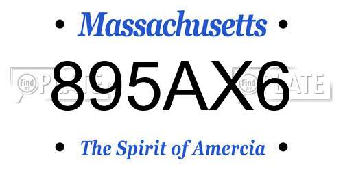 895AX6 Massachusetts License Plate