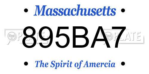 895BA7 Massachusetts License Plate