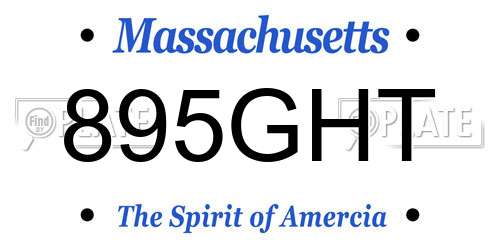895GHT Massachusetts License Plate