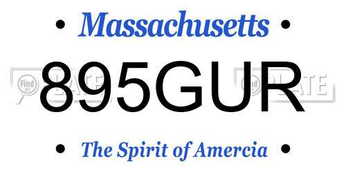 895GUR Massachusetts License Plate