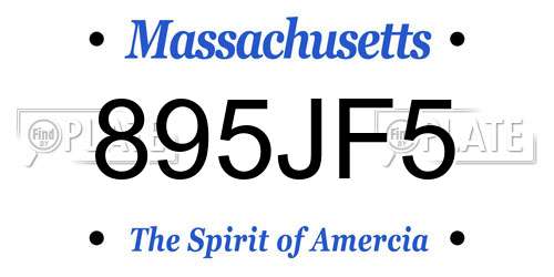 895JF5 Massachusetts License Plate